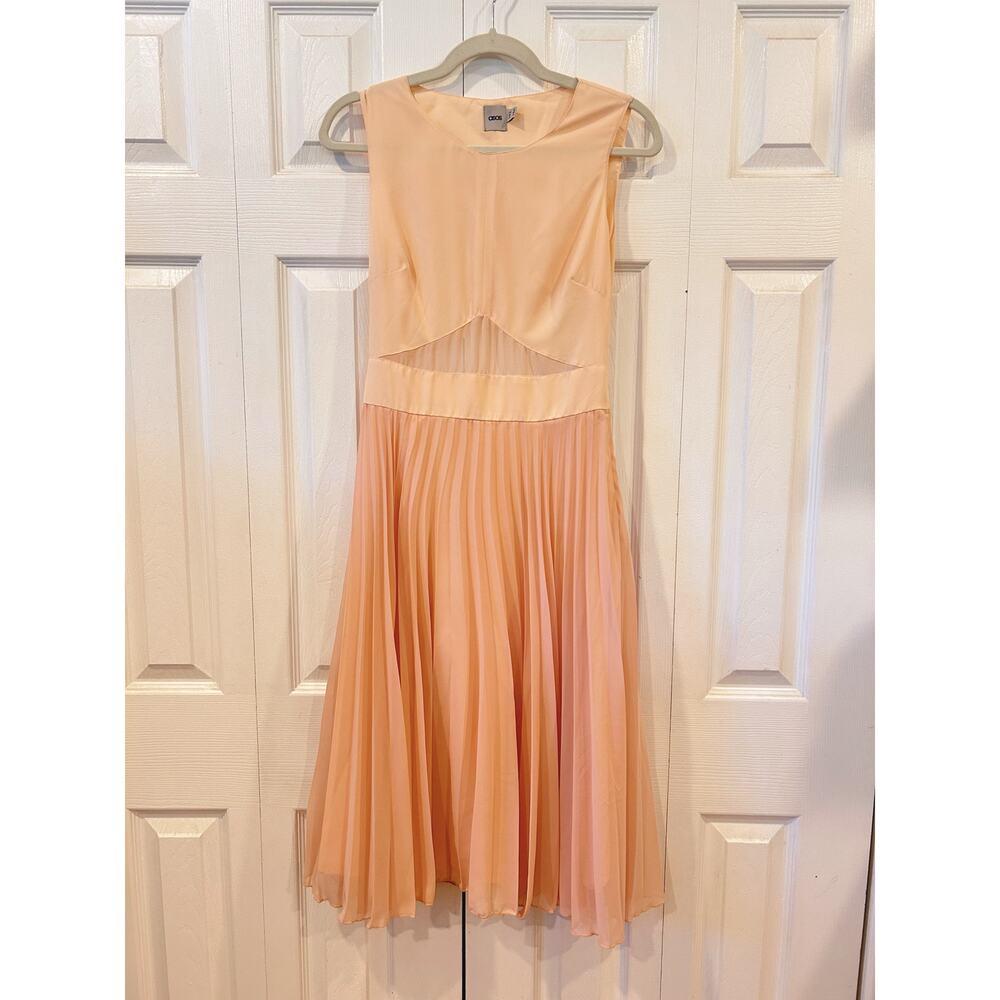 ASOS Pleaded Dress Peach Size 6 (US)